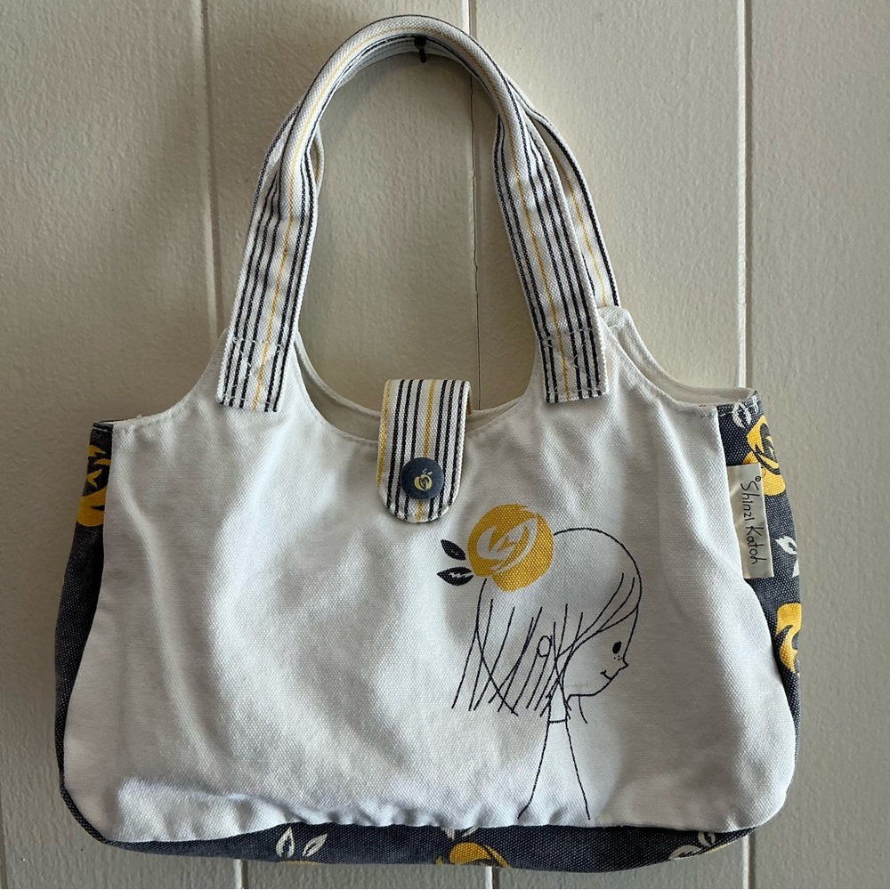 A Rare HTF Vintage Japanese Brand Shinzi Katoh Cotton Tote Handbag Bag